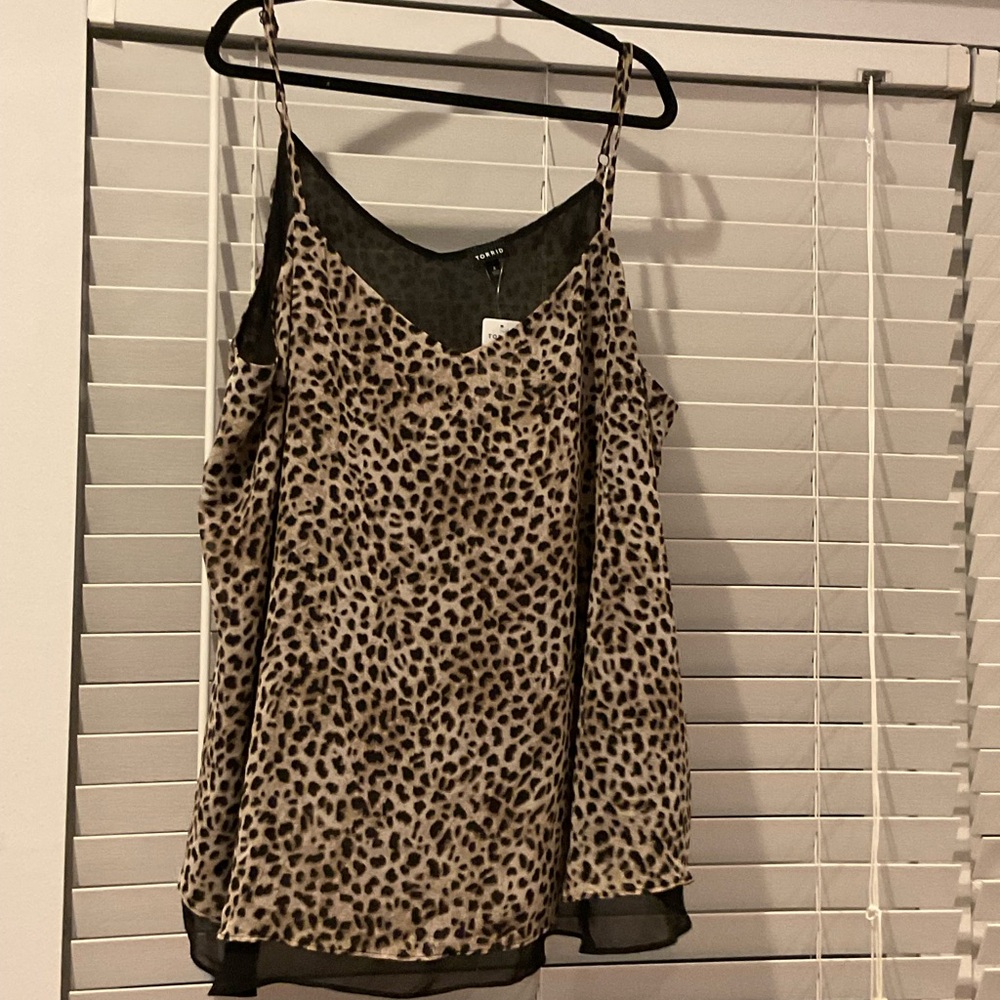 Leopard Print Satin Cami Top - Neutral Leopard
